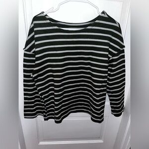 Madewell Striped Shoulder Detail Long Sleeve Shirt
